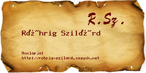 Röhrig Szilárd névjegykártya